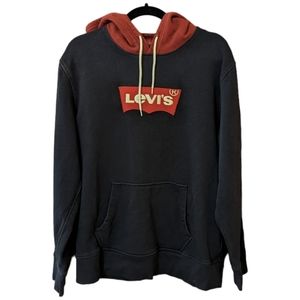 Vintage Levi's Embroidered Batwing Logo Hoodie Mens Size Large